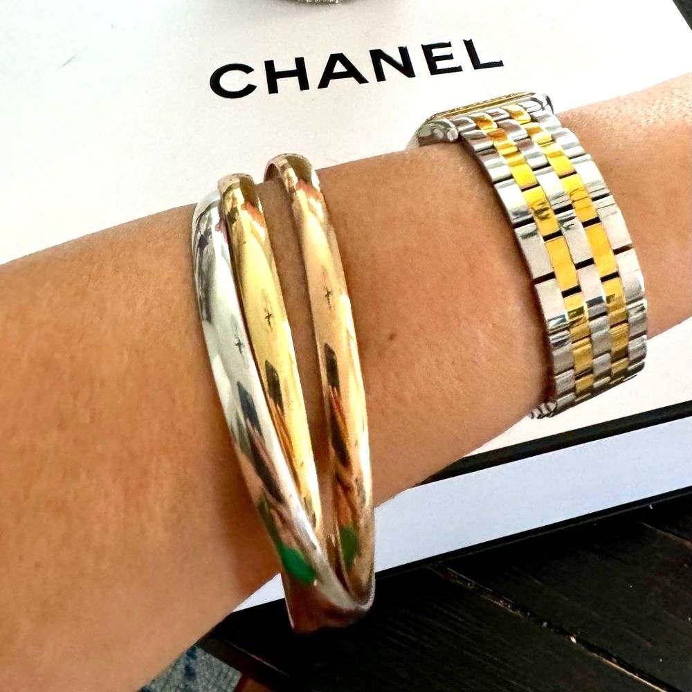 Interlocking Bangle Bracelets Tri-Color Stainless… - image 2